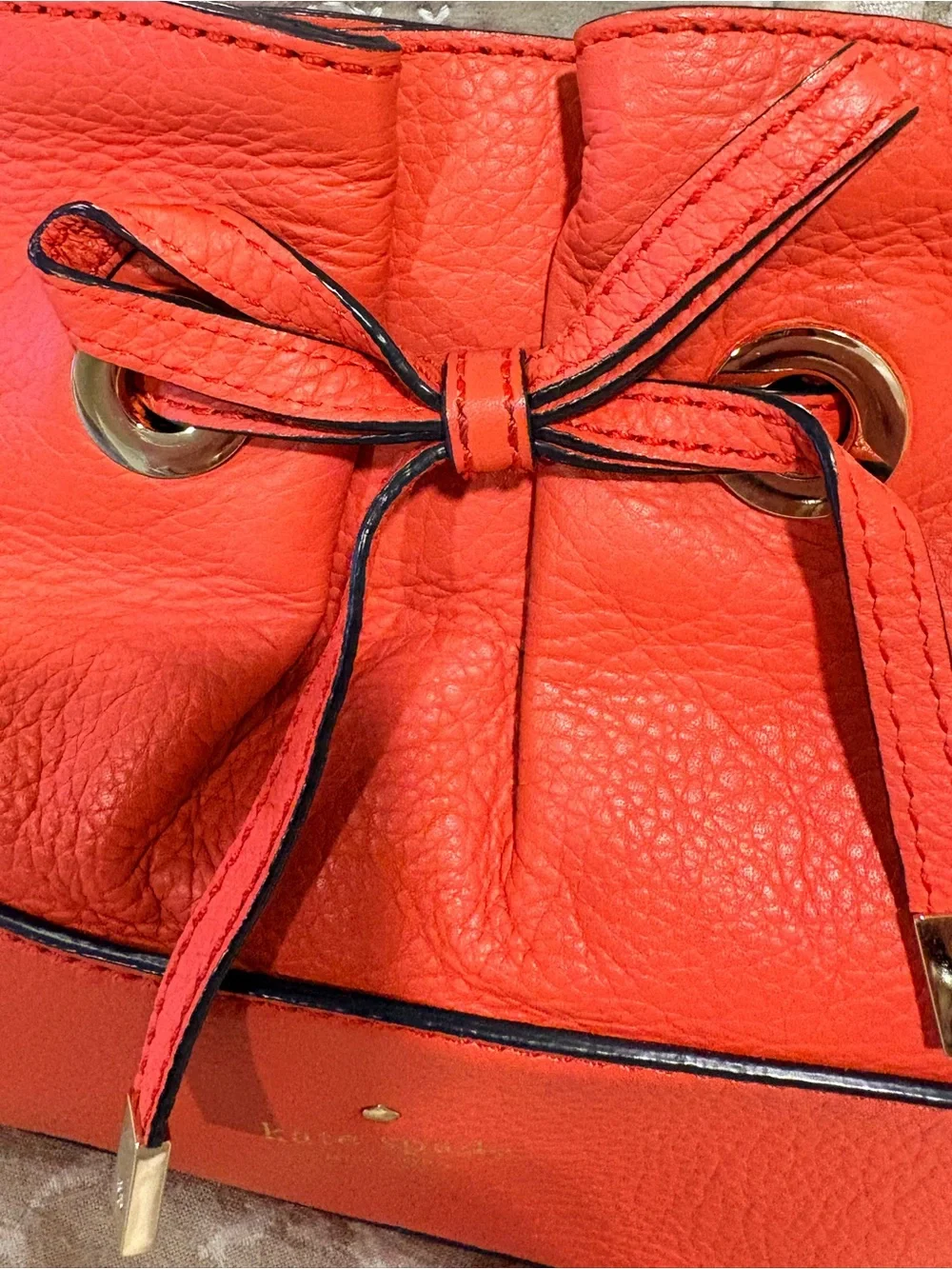 Kate Spade New York West Valley Vilma Pebbled Leather Bow Clutch Coral Red